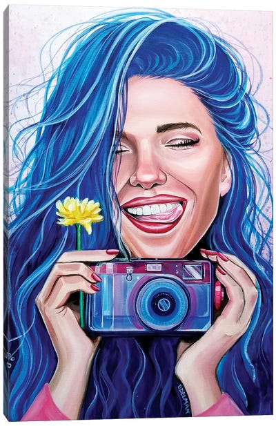 Camera Canvas Art Print - Pantone 2020 Classic Blue