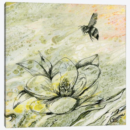 Bee And Magnolia Canvas Print #EDO22} by Eileen Downes Canvas Art Print