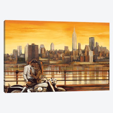 Lovers In New York Canvas Print #EDR1} by Edoardo Rovere Canvas Art