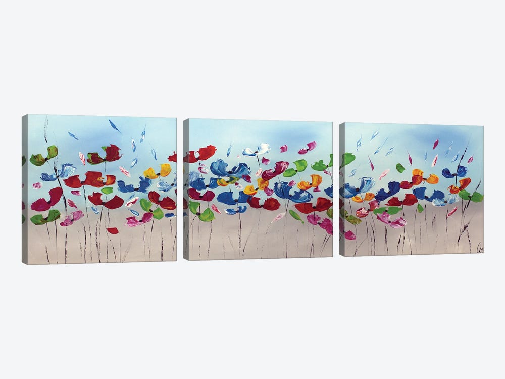 Spring Meadow by Edelgard Schroer 3-piece Canvas Art Print