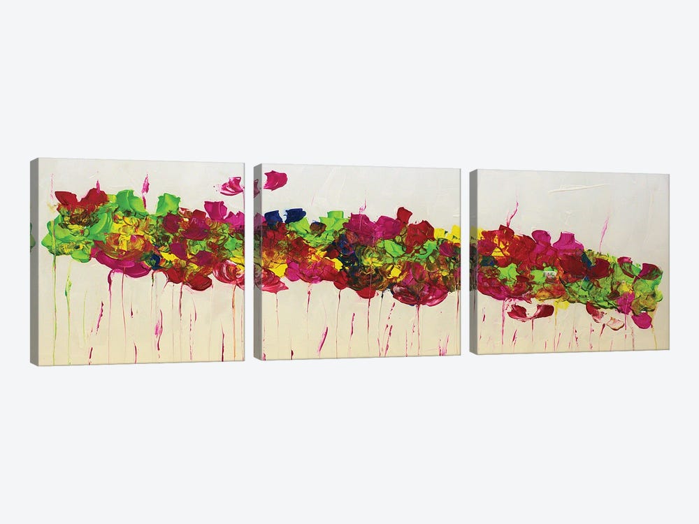 Abstract Flowers by Edelgard Schroer 3-piece Canvas Art Print