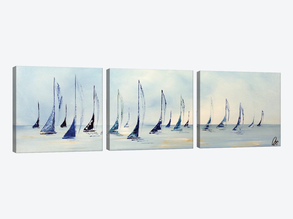 On The Sea by Edelgard Schroer 3-piece Canvas Art Print