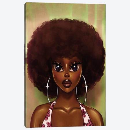 Afro Cutie Canvas Print #EDV1} by Estherr La Main D’or Canvas Wall Art