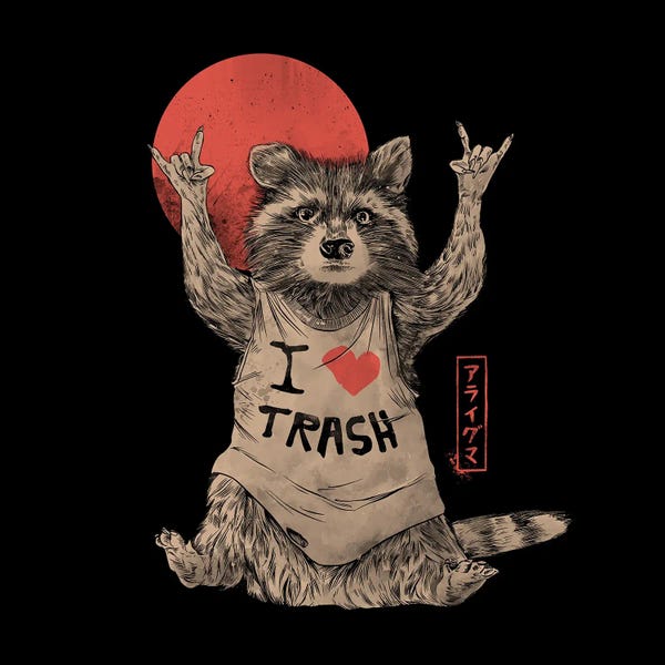 Raccoons: I Love Trash Black Version by EduEly Designs