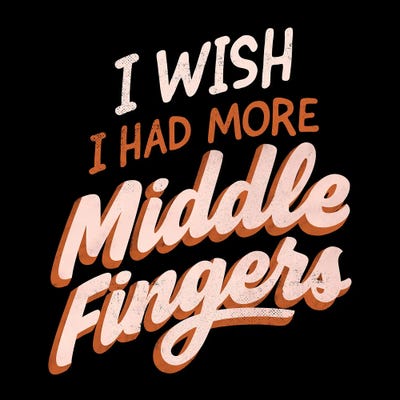 I Wish I Had More Middle Fingers by EduEly Designs metal wall art
