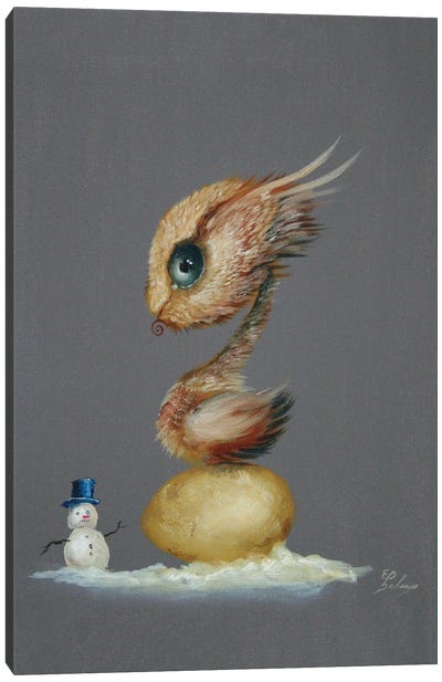 Snow Grouse Canvas Art Print - Snowman Art