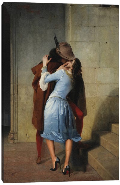 A Heeled Kiss Canvas Art Print - Artelele