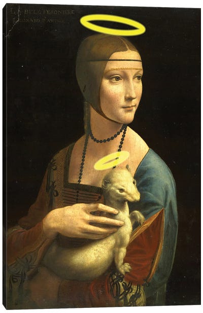 Lady With A Halowed Hermine Canvas Art Print - Ferrets