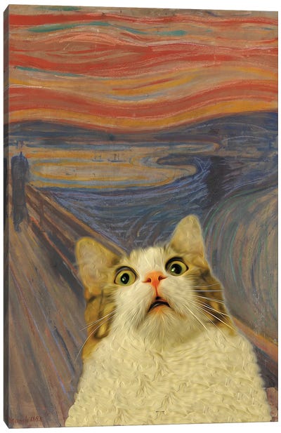 Cat Scream II Canvas Art Print - Animal Humor Art