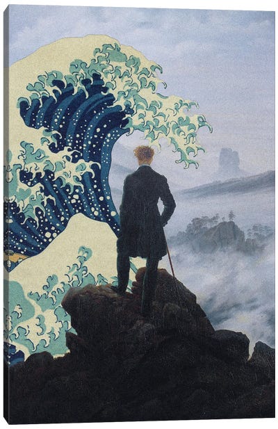The Man And The See Canvas Art Print - The Great Wave Reimagined