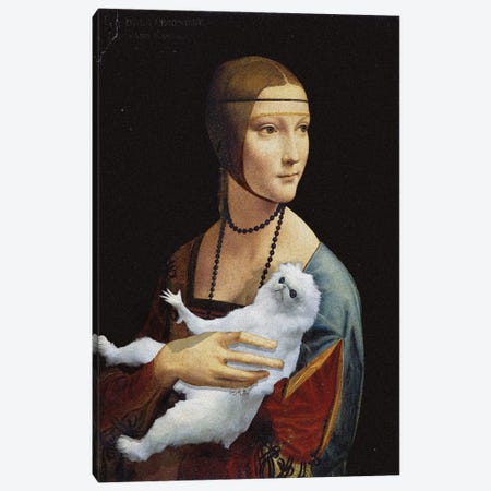 Lady With A Monk Canvas Print #EEE73} by Artelele Art Print