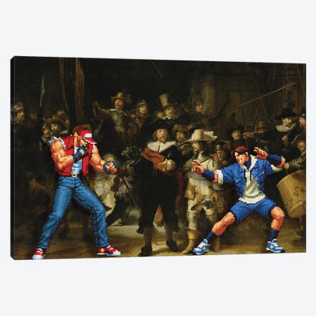 The Real Street Fight Canvas Print #EEE74} by Artelele Canvas Art