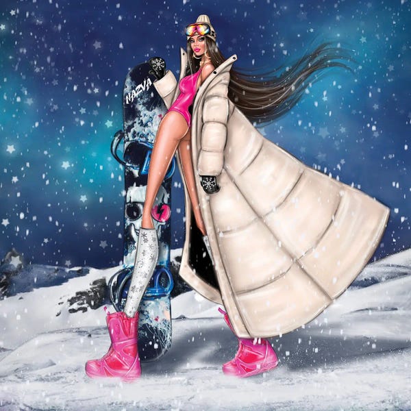 Erin Felis: Girl With Snowboard by Erin Felis