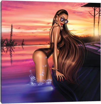 Sunset Canvas Art Print - Women's Swimsuit & Bikini Art