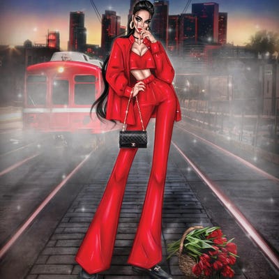 Girl With Red Tulips by Erin Felis canvas print