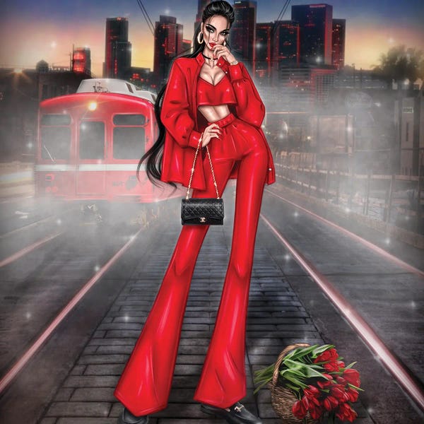 Erin Felis: Girl With Red Tulips by Erin Felis