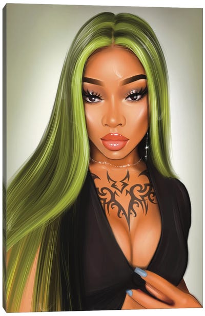 Green Hair Canvas Art Print - Erin Felis