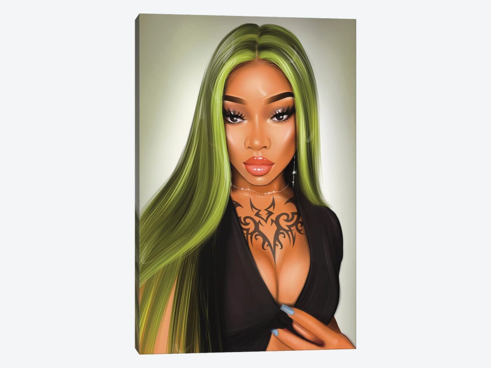 Green Hair by Erin Felis 1-piece Canvas Wall Art