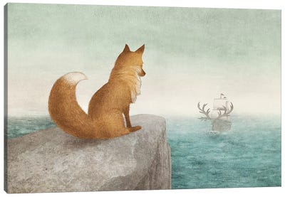 The Antlered Ship Canvas Art Print - Fox Art