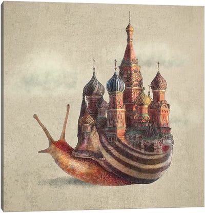 The Snail's Daydream Canvas Art Print - Children's Illustrations 