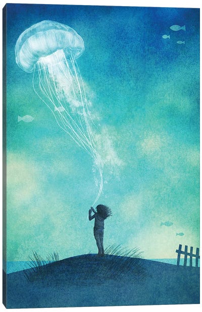 The Thing About Jellyfish Canvas Art Print - Children's Illustrations 