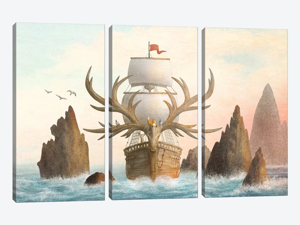 The Antlered Ship Cover by Eric Fan 3-piece Canvas Art