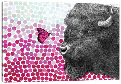 Bison and Butterfly II Canvas Art Print - Polka Dot Patterns