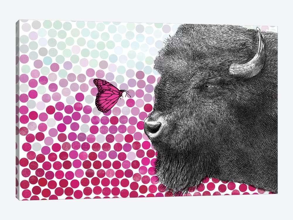 Bison and Butterfly II by Eric Fan 1-piece Canvas Wall Art