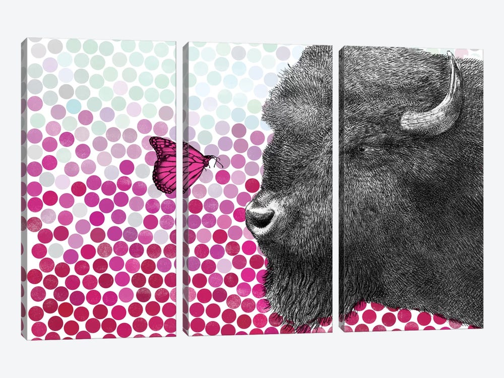 Bison and Butterfly II by Eric Fan 3-piece Canvas Artwork