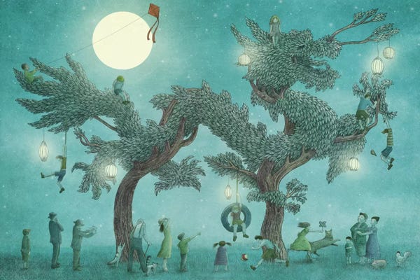 Children's Illustrations: Dragon Tree At Night by Eric Fan