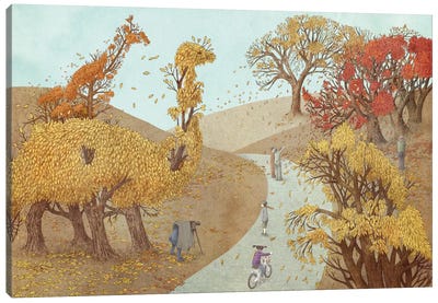 Fall Park Canvas Art Print - Children's Illustrations 