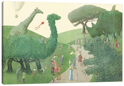 Summer Park Canvas Art Print - Giraffe Art