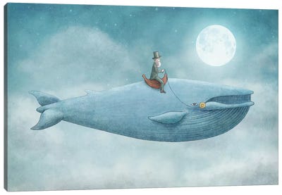 Whale Rider Canvas Art Print - Children's Illustrations 