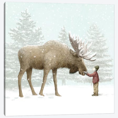 Winter Moose Canvas Print #EFN68} by Eric Fan Canvas Print