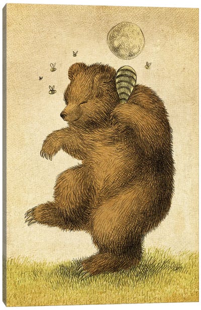 Honey Bear Canvas Art Print - Children's Illustrations 