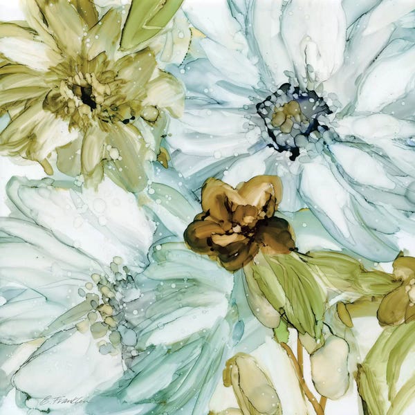 Watercolor Flowers: Seaglass Garden I by Elizabeth Franklin