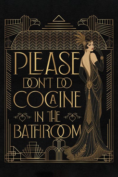 Black & Dark Art - Canvas Prints: Elegant Art Deco Bathroom Art by Emmi Fox Designs