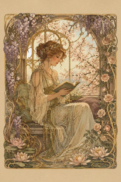 Emmi Fox Designs - Acrylic Wall Art: Reader In Spring by Emmi Fox Designs