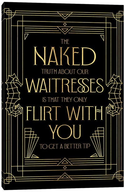 Naked Waitresses Canvas Art Print - Art Deco