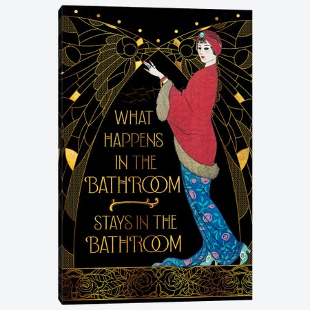 What Happens In The Bathroom Stays In The Bathroom Canvas Print #EFX34} by Emmi Fox Designs Art Print