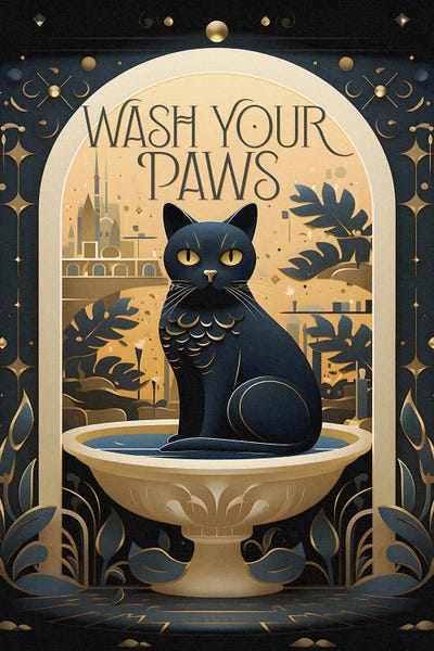 Black Cats: Wash Your Paws by Emmi Fox Designs