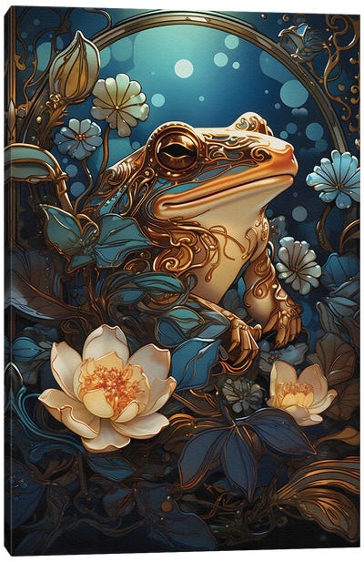Modern Frog Canvas Art Print - Frog Art