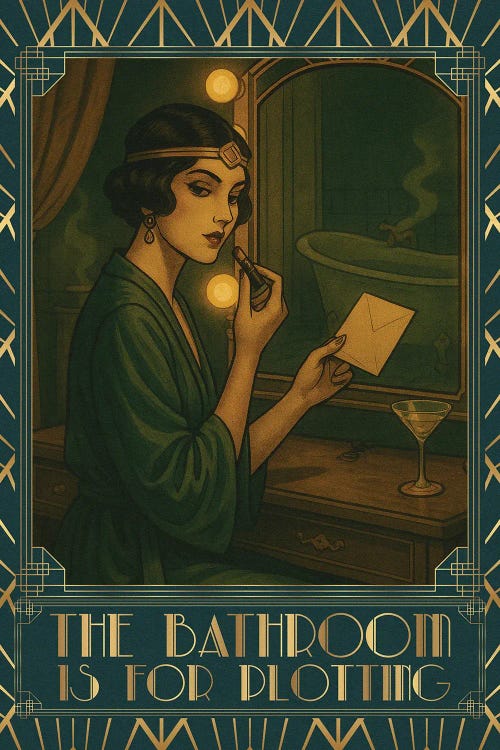 The Bathroom Is For Plotting by Emmi Fox Designs wall art
