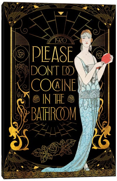 Please Don't Do Cocaine In The Bathroom Canvas Art Print - Bathroom Humor Art
