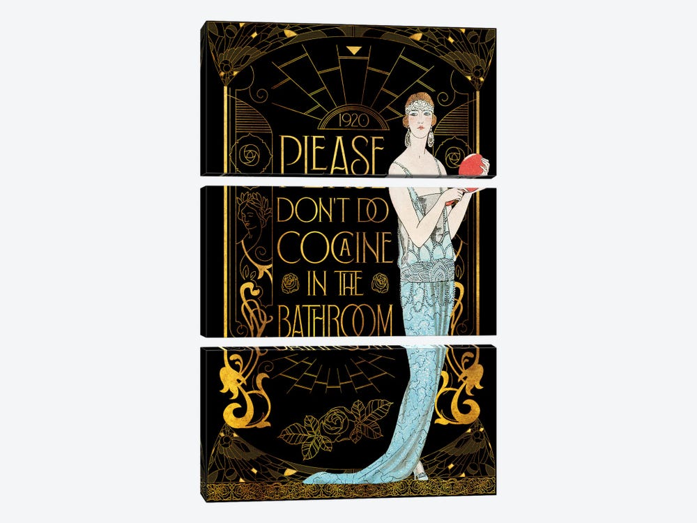 Please Don't Do Cocaine In The Bathroom by Emmi Fox Designs 3-piece Art Print