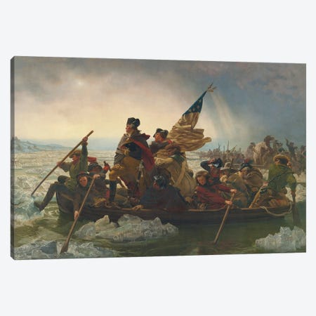 Washington Crossing The Delaware River (25th December 1776), 1851 Canvas Print #EGB1} by Emanuel Gottlieb Leutze Canvas Art