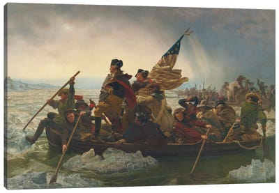 Washington Crossing The Delaware River (25th December 1776), 1851 Canvas Art Print - George Washington