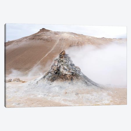 Iceland, Lake Myvatn District, Hverir Geothermal Area. Numerous Thermal Vents Sitting Next To A Hill Of Reddish Lava. Canvas Print #EGO100} by Ellen Goff Canvas Art Print