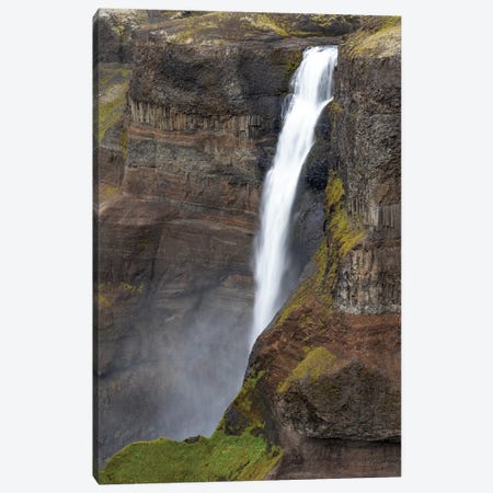 Iceland, Southern Highlands, Haifoss Waterfall. The Fossa River Flowing Over The Cliffs, Plunging 122 Meters. Canvas Print #EGO101} by Ellen Goff Canvas Art Print