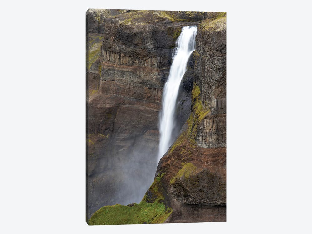 Iceland, Southern Highlands, Haifoss Waterfall. The Fossa River Flowing Over The Cliffs, Plunging 122 Meters. by Ellen Goff 1-piece Canvas Art Print
